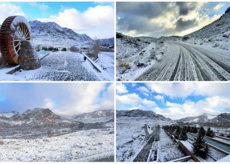 عکسهای دیدنی از بارش برف در سایت گردشگری اودرج رفسنجان